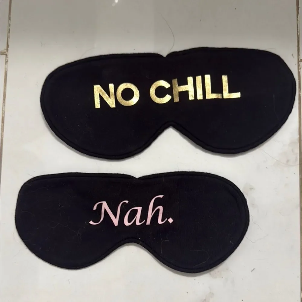 Black Sleep Masks with Gold and Pink SET of 2 Cute Cotton Masks